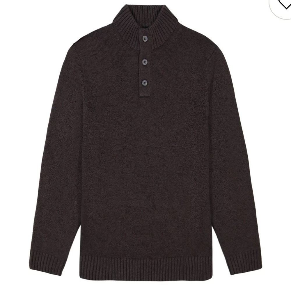 IZOD Men's Holiday button mock neck Brown Sweater SZ:XXL